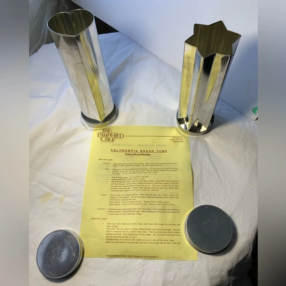 Retired Vintage Pampered Chef Valtrompia  Bread Tubes Set - Heart & Star Shapes